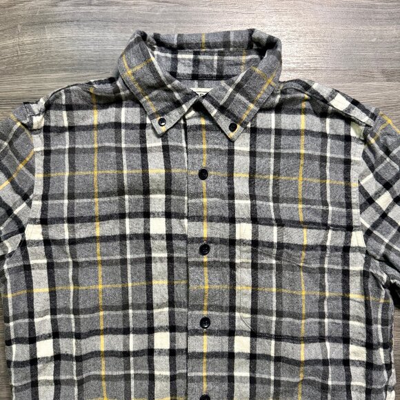 L.L. Bean Men's Scotch Plaid Flannel Shirt Slim Fit - Grey/Yellow - Picture 2 of 5